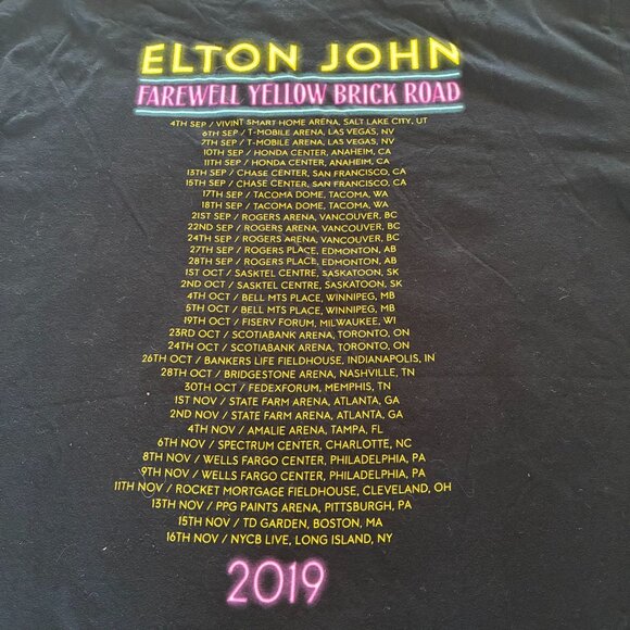 2019 Elton John Farewell Concert T-Shirt - XL  Memorobillia, Rocker, Grunge - Picture 4 of 5